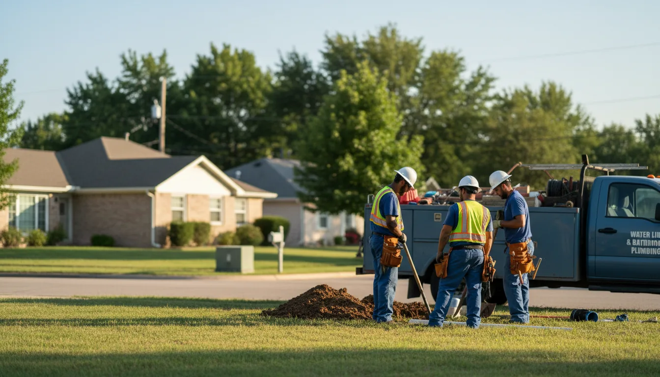 Residential water line and bathroom plumbing service in New London, TX